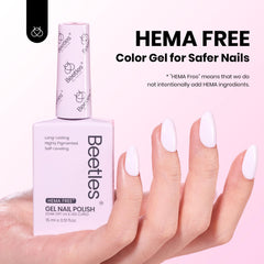 Beetles Pink Gel Nail Polish on nails showcases a high gloss finish