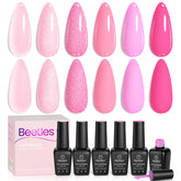Beetles Pink Gel Nail Polish set shown in bottles for stylish daily wear