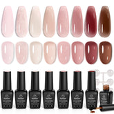 Beetles Pink Jelly Gel Nail Polish 8-Piece bottle group for versatile nail looks.