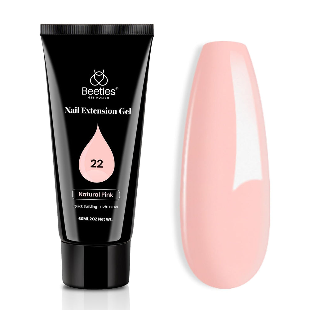 Beetles Poly Extension Gel 60g bottle shows natural pink shade
