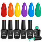 Beetles Rainbow Gel Polish Set six colors swatches show bold, long-lasting shine