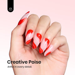 Beetles Red Gel Nail Polish on nails—vibrant, glossy finish for daily wear