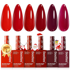 Beetles red gel nail polish set six colors bottle lineup for long-lasting color ideas