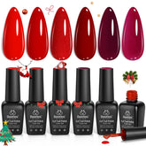 Beetles Red Gel Polish Set shows six shades for stylish holiday nails