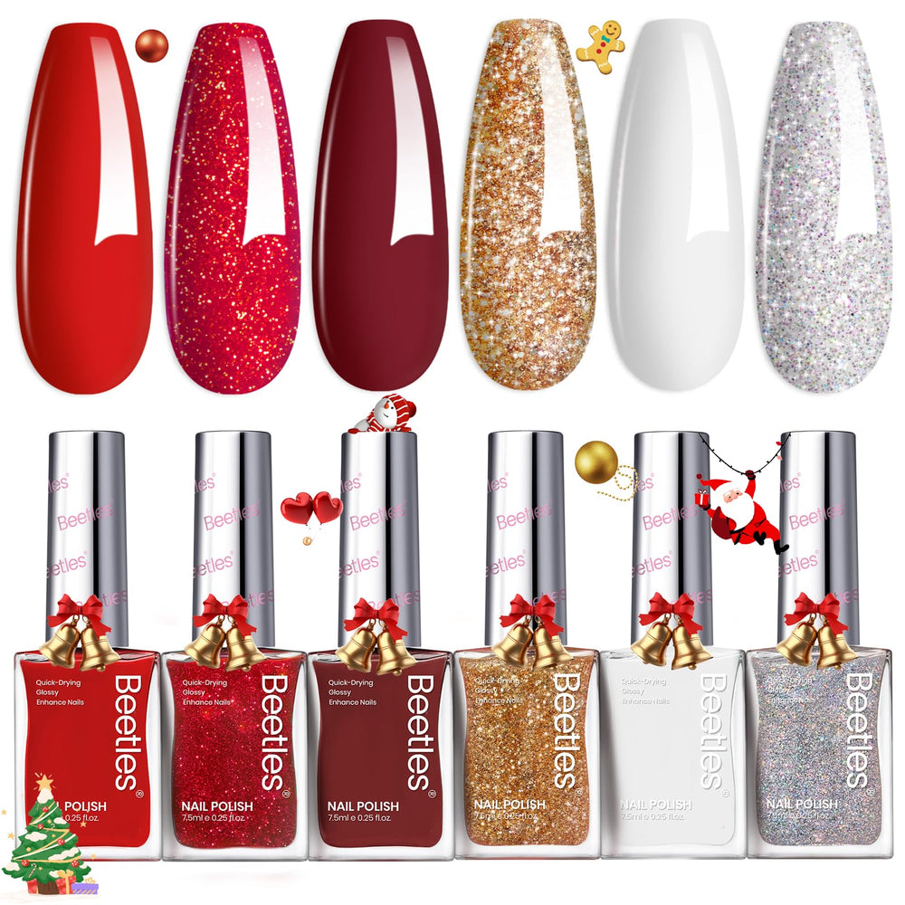 Beetles red nail polish set bottle glitter burgundy for bold holiday nails.