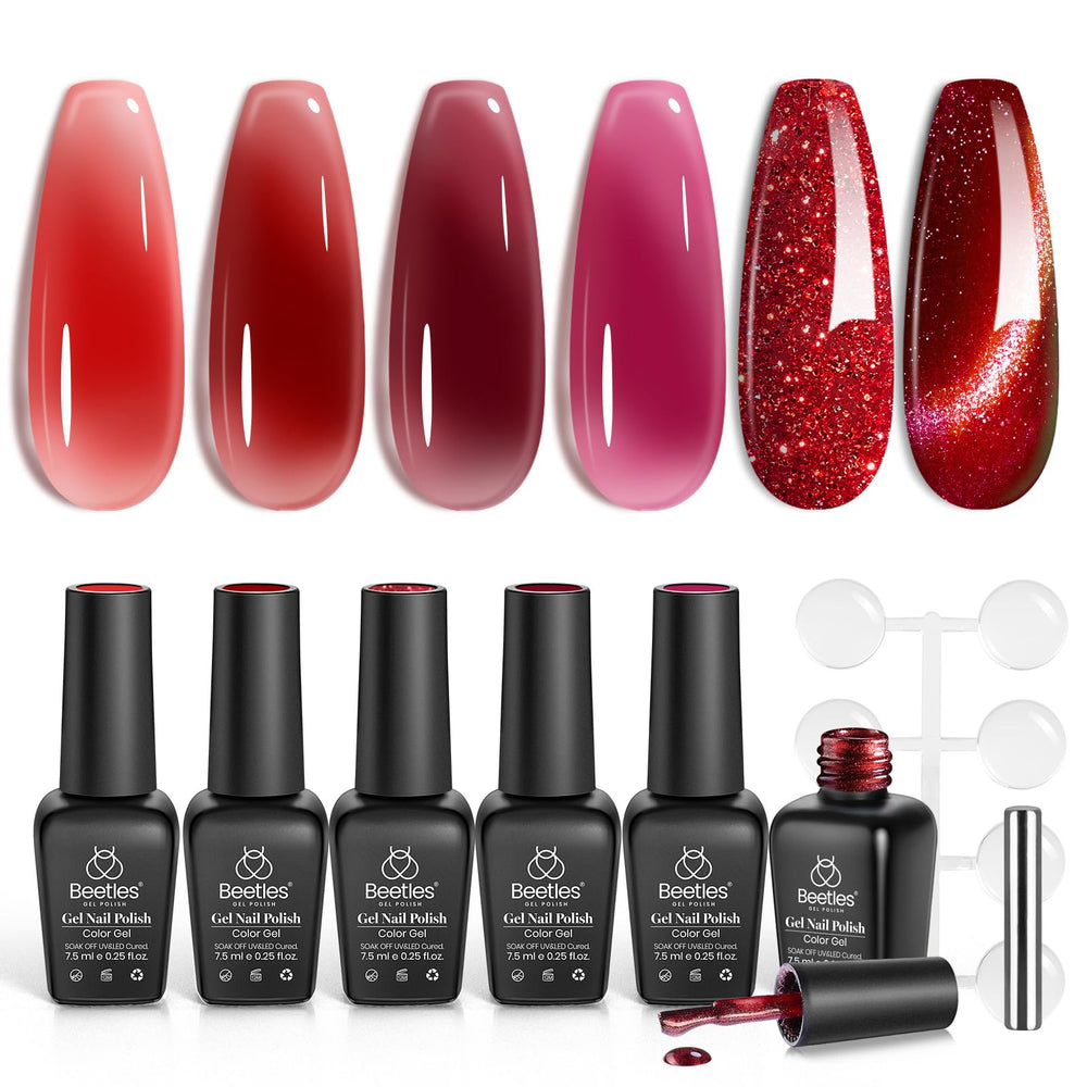 Beetles Red Revival collection six colors for vibrant festive nails.