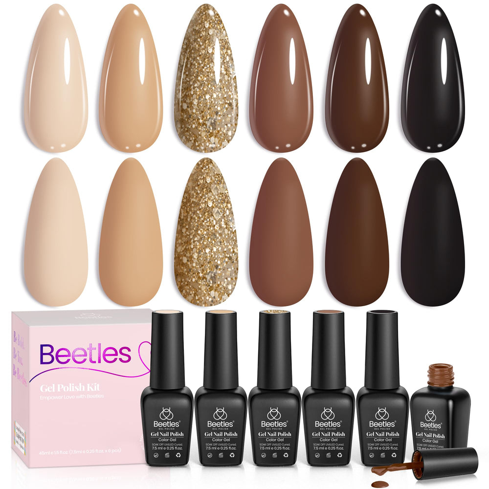 Beetles Roasted Chestnuts nude-brown polish swatch for natural nails and everyday wear.