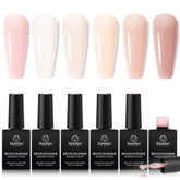 Beetles rubber base gel nails set shows durable base for longer-lasting manicures.