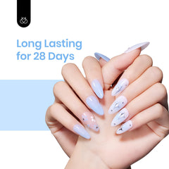 Beetles sheer blue nails close-up captures delicate translucence ideal for layering