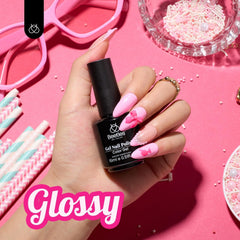 Beetles Silk Rosettes nail-art closeup with a delicate pink design.