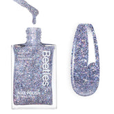 Beetles Gel Polish silver glitter bottle shows quick-dry, salon-ready sparkle