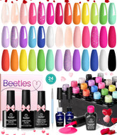 Beetles Summer Gel Nail Polish Set neon hot pink swatches for bold color with lasting shine