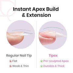 Beetles Tipex built-apex tips highlight the built-in apex for quick, strong nail formations.