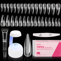 Beetles Tipex instant apex nail tips stiletto long for strong salon-like extensions.