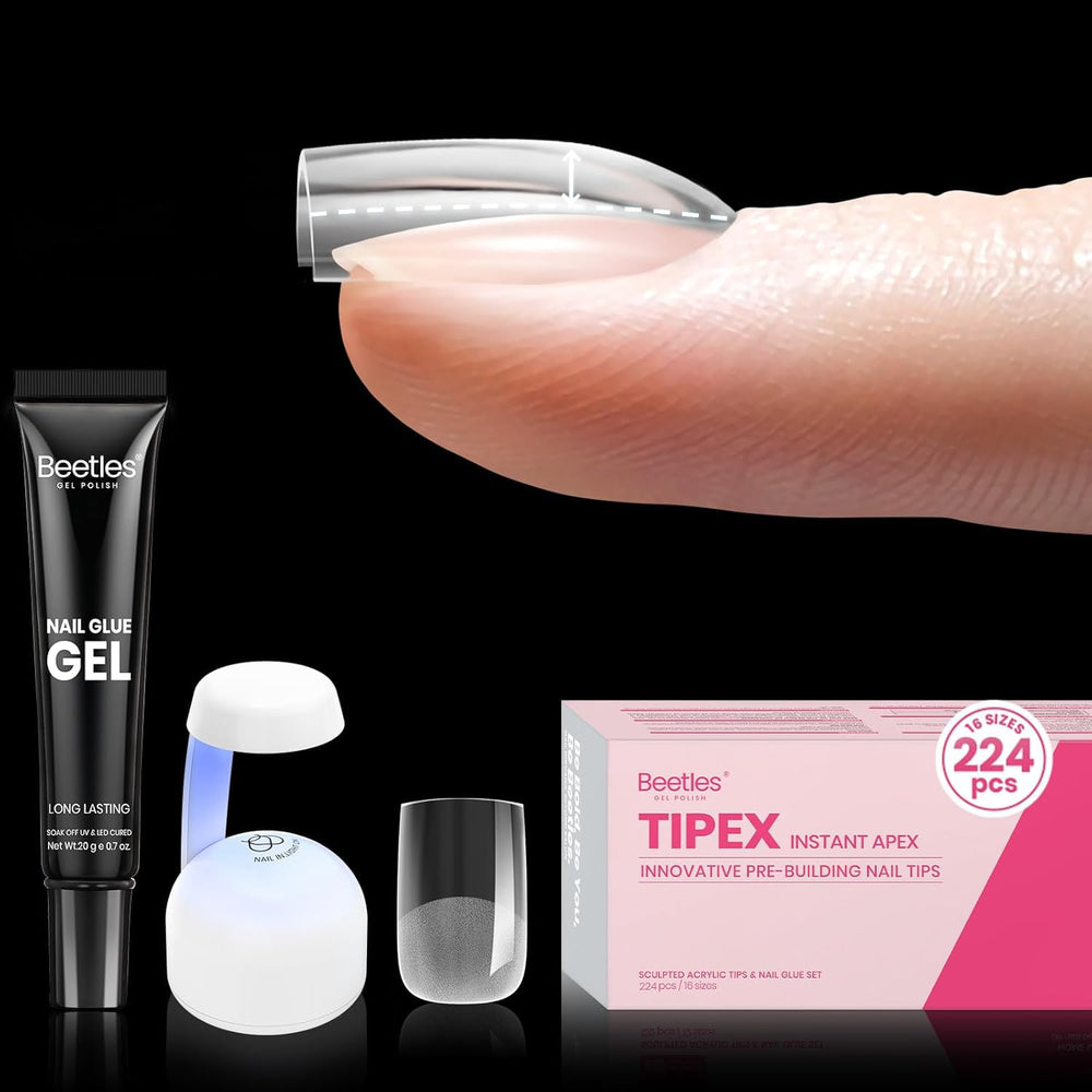 Beetles Tipex kit 16-sizes tips demonstrates precise fit for durable extensions.