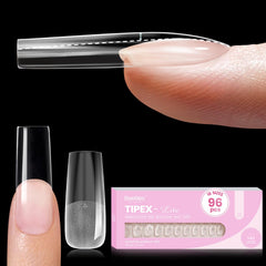 Beetles Tipex Lite apex nail tips square long 96pcs for strong, natural-looking extensions.