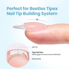 Beetles Tipex Nail Glue 20g application-closeup highlights precise tip placement.