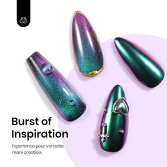 Beetles Ultra-fine Chrome Powder creates high-shine holographic texture on nails.