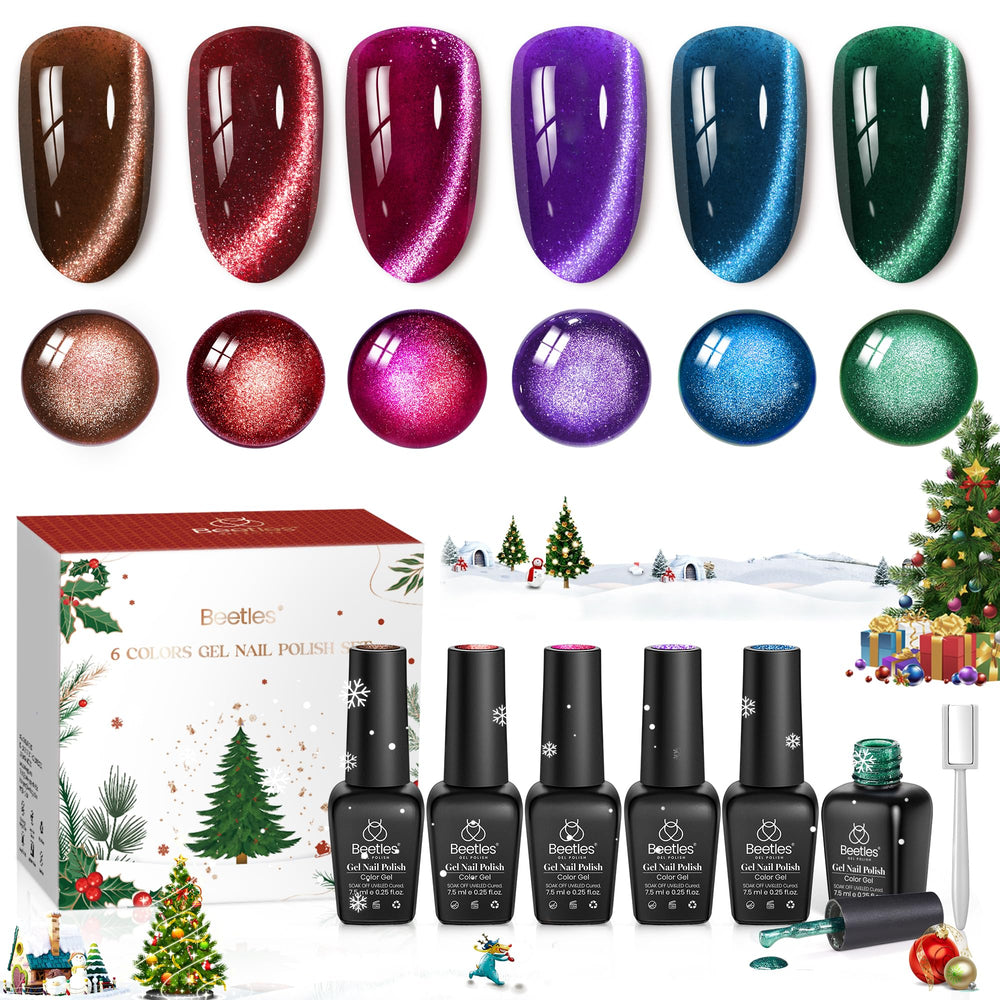 Beetles Velvet Starlight Cat Eye Red shows magnetic shimmer for festive nails.