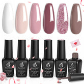 Beetles Wedding Gel Polish set swatches show six romantic colors for bridal nails.