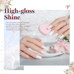 Beetles white shade close-up shows clean, elegant bridal manicure option.