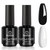Beetles white gel nail polish kit packaging with two 15ml bottles for at-home manicures