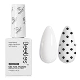 Beetles White Gel Polish bottle shows pure white shade for quick shade identification