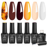 Beetles Winter Gel Polish Amber Attraction packshot with five brown shades for versatile winter nails