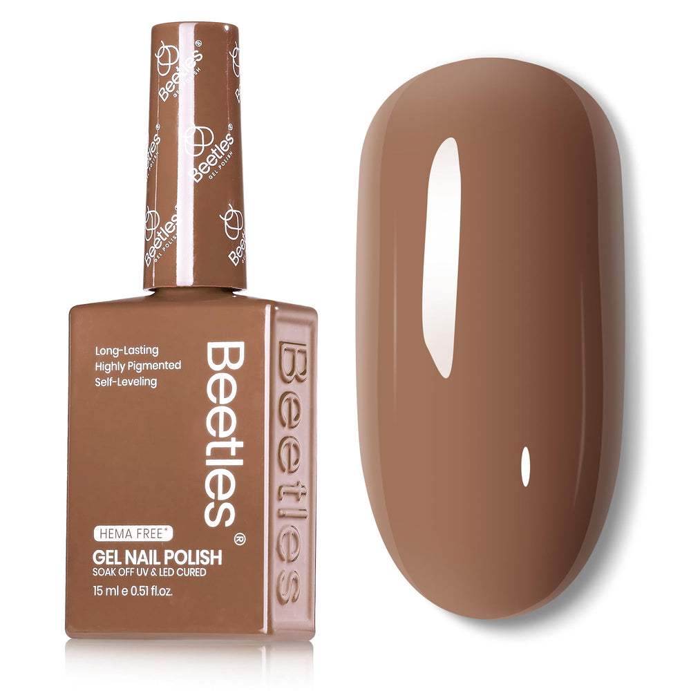Beetles Winter Gel Polish caramel bottle view promises durable salon-ready color