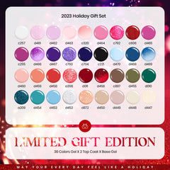 Beetles Winter Gel Polish swatches showcase 36 colors for seasonal, versatile nail art.