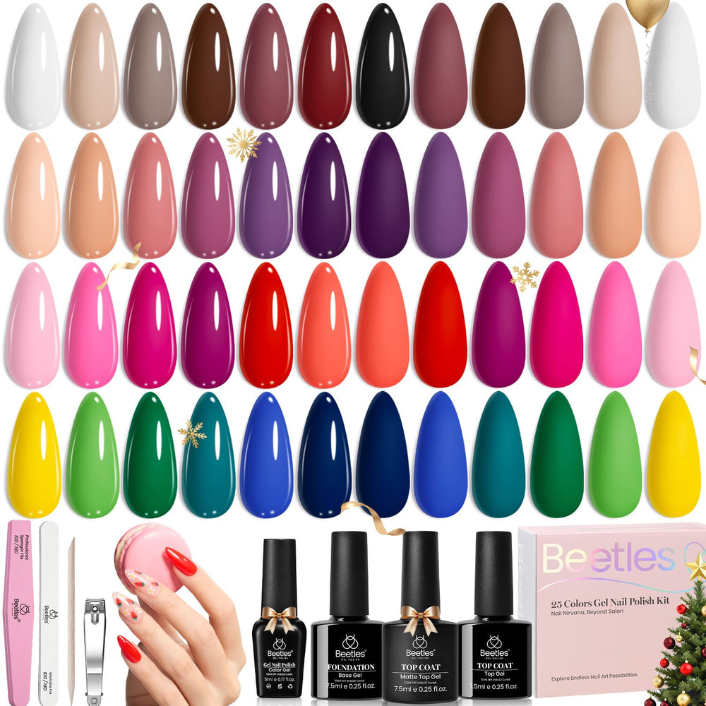 Beetles Winter Gel Polish Kit front packshot shows 25 colors for all seasons