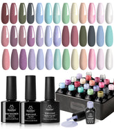 Beetles Winter Gel Polish Set collection palette showing 20 pastel shades for DIY nails.