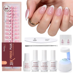 Beetles X Press Kit 224 short almond nails for quick at-home French manicure