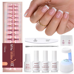 Beetles X Press Plus On Nails Kit packaging overview, all-in-one DIY nail solution