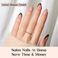 Beetles X Press Plus short almond nails sized 0-15 fit.