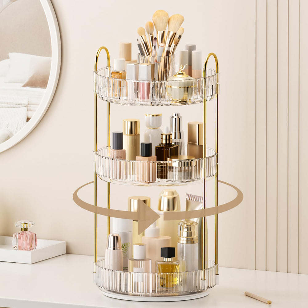BEFSOP 360 rotating makeup organizer for quick access to cosmetics during busy mornings