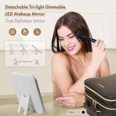 Behaesty LED mirror tri-light close-up showing adjustable brightness modes.
