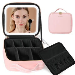 Behaesty travel makeup bag with LED mirror enabling precise makeup in any light