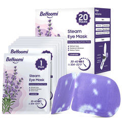 BeHoomi steam eye mask lavender packaging for calming spa-like unboxing