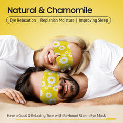BeHoomi steam eye mask held in hand showing flexible ear hooks.