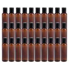 Bekith 4oz brown squeeze bottles with disc-top cap, ideal for travel-sized toiletries.