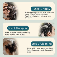 BEKSF Rosemary Shampoo scalp-cleanse captures cleansing action on oily roots.