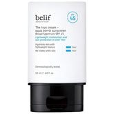 belif Aqua Bomb SPF45 bottle shows compact daily sun care