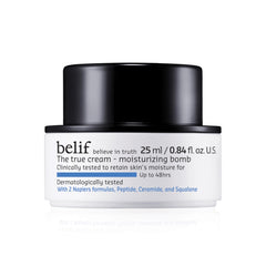 belif Moisturizing Bomb bottle front showing milky hydration for all day moisture.