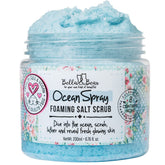 Bella and Bear Ocean Spray Scrub jar shows exfoliation texture for smoother skin