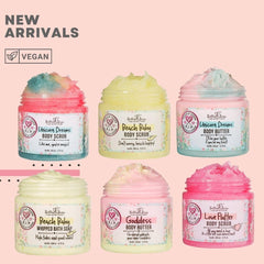 Scent swirl of mango, pineapple, and vanilla in Bella & Bear Unicorn Dream Scrub for uplifting moments