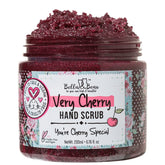 Bella & Bear Very Cherry Hand Scrub bottle closeup for hydrating exfoliation