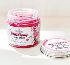 Bella & Bear Very Cherry Hand Scrub sugar grains promoting gentle polish on hands