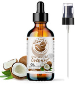 Bella Terra Oils Organic Fractionated Coconut Oil bottle pour for smooth skin hydration.