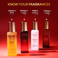 BellaVita Luxury OUD White bottle close-up with citrus notes